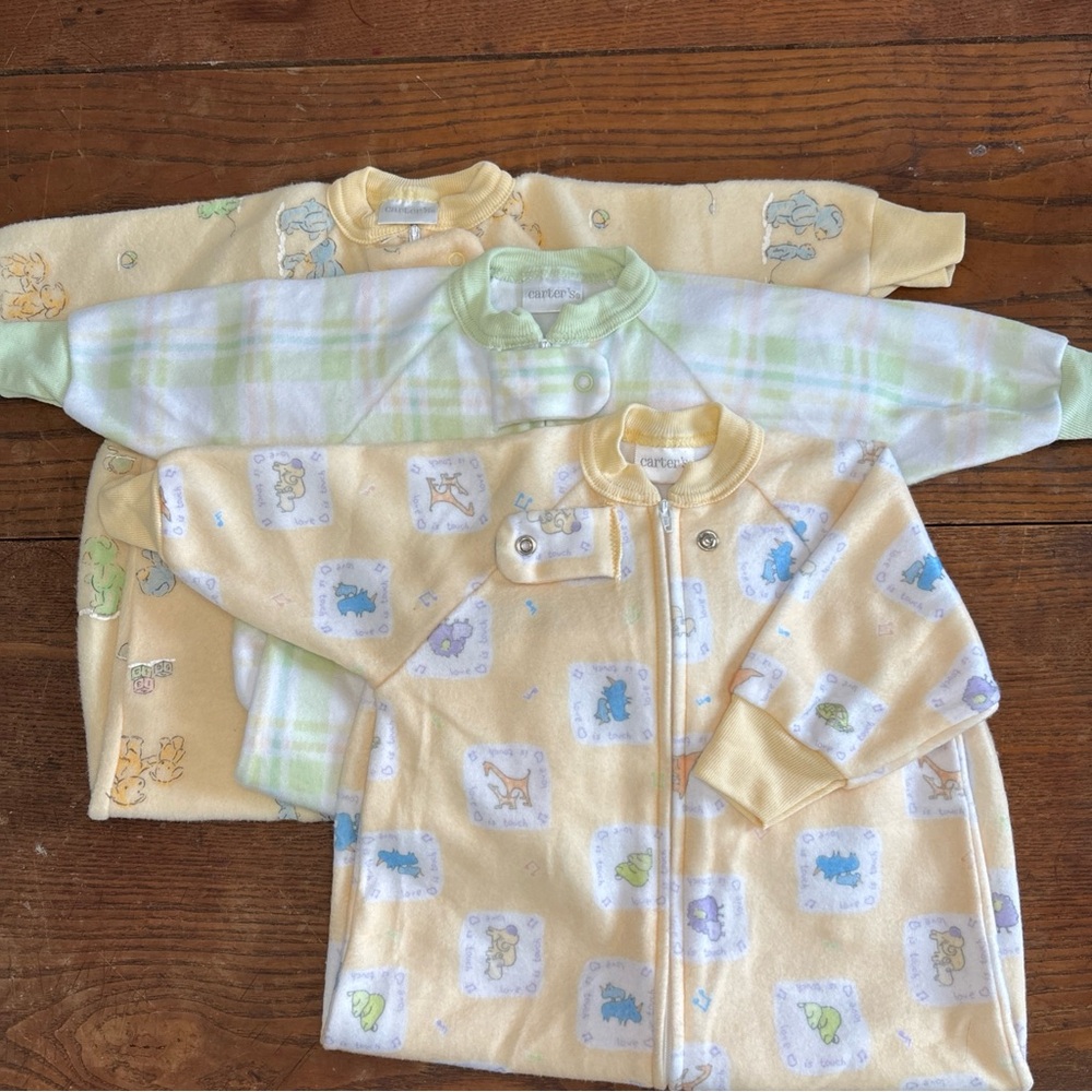 Vtg Carter's Baby Zip Sleeping Bag Sleep Sack 0-3m Swaddle set of 3